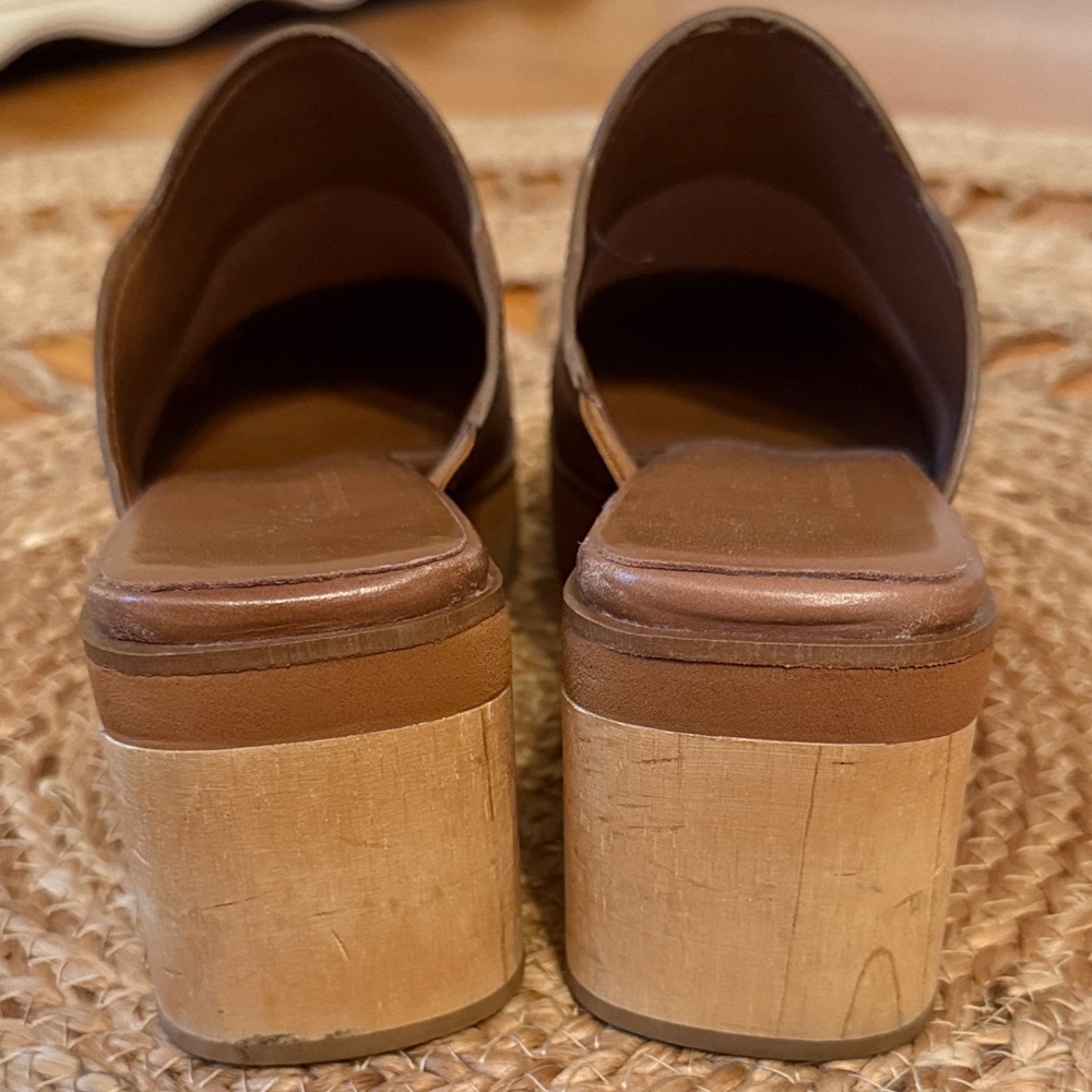 NATURALIZER Brown Leather Platform Mules - Picture 3 of 6